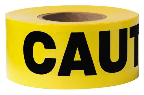 Tape, Barricade, Color Yellow, Caution, Economy Grade - Latex, Supported